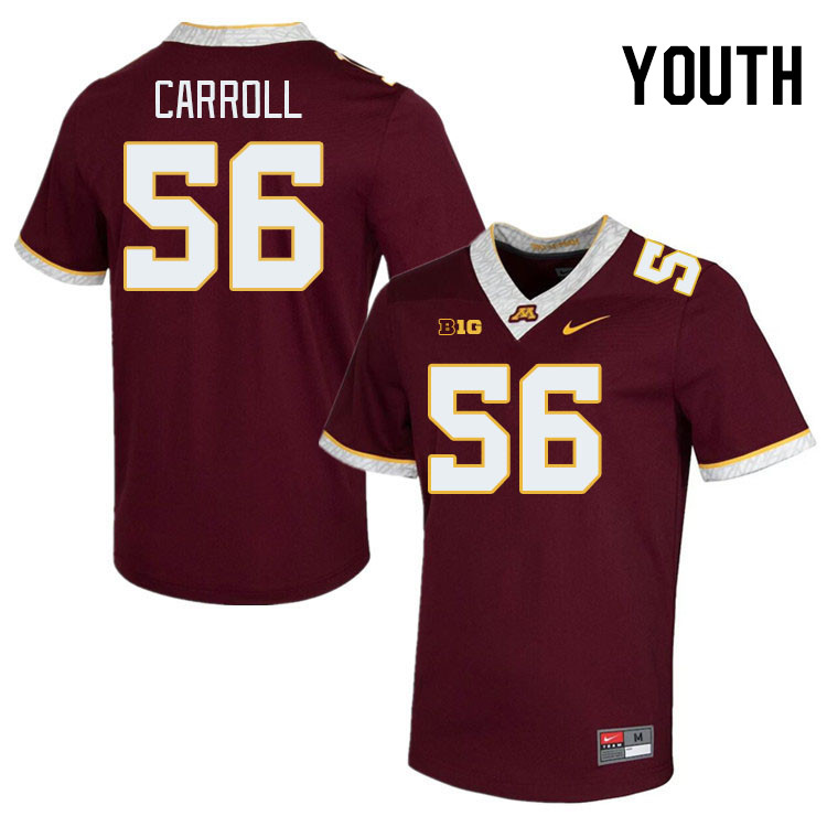 Youth #56 Brett Carroll Minnesota Golden Gophers College Football Jerseys Stitched-Maroon